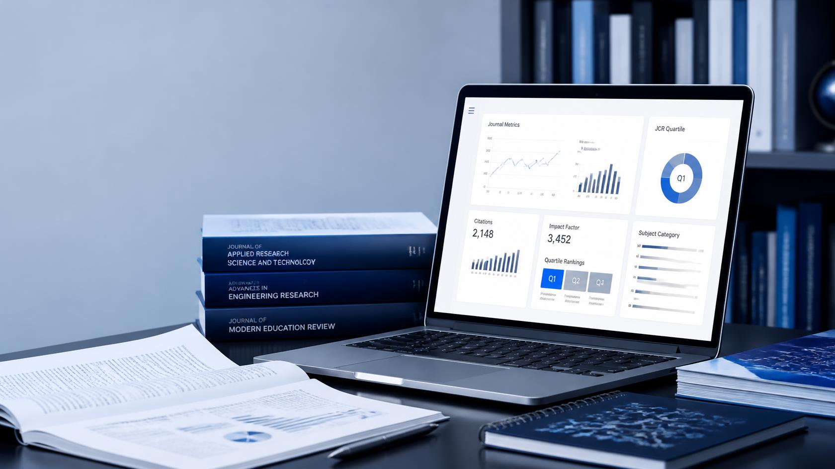 How to check JCR of a journal with Impact Factor and quartile ranking displayed on a research dashboard.